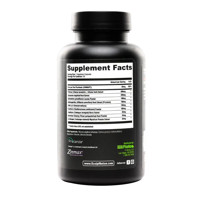 Sculpt Nation by V Shred Test Boost Max - Testosterone Supplement for Men - Tribulus Terrestris for Men - Natural Energy, Stamina, and Strength Booster - 60 Gluten Free Capsules